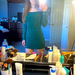 Princess Polly green off the shoulder dress